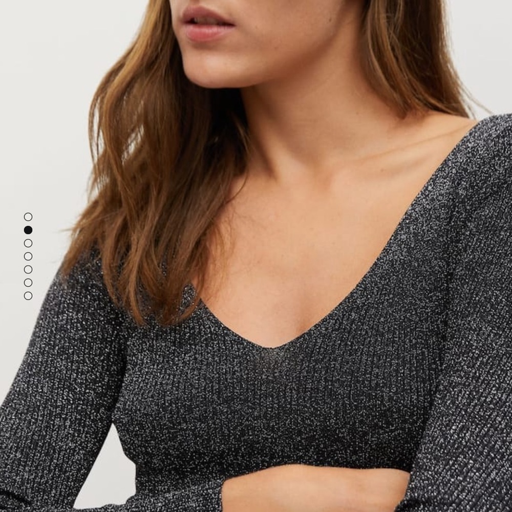 Mango gloss-effect knitted long sleeve sweater shirt